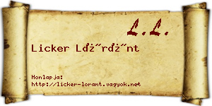 Licker Lóránt névjegykártya