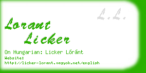 lorant licker business card